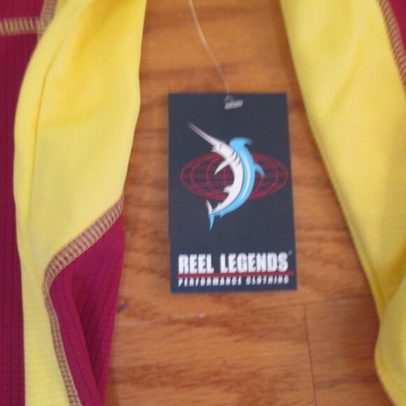 NWT Men's Reel Legends Burgundy & Yellow Top XL Long Sleeves logo - Picture 5 of 6